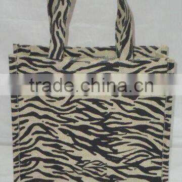 Animal printed jute shopping bag