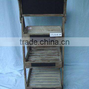 3 tiers Antique Wood Flower Display Stand with blackboard