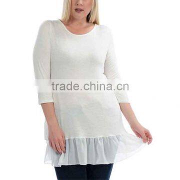 Women Fashion White Split-Back Tunic Plus Size Wholesale Custom Manufacturer China Clothing Agent