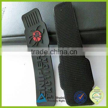 OEM embossed brand logo hook and loop adjustable silicone cuff