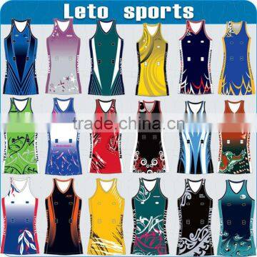 2015 custom sport sublimation netball uniforms