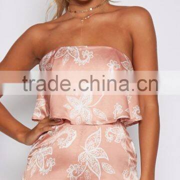 satin printing women rompers latest design summer casual playsuits