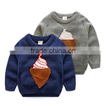 Children boys ice cream cotton sweater long sleeve and o-neck for winter