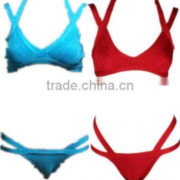 New Fashion Red/Blue Bandage Swimsuit HL Bikinis 2 Piece Swimsuit Red Beachwear photo-6