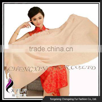 CX-B-P-41B Factory Price Cashmere Shawl Fur Trim Cape photo-2