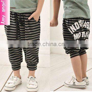 high quality boy knitted pant 3/4 length kids trousers child strap pant