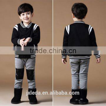 Children Boys Striped Sleeve and Hem Fleece Jacket photo-5