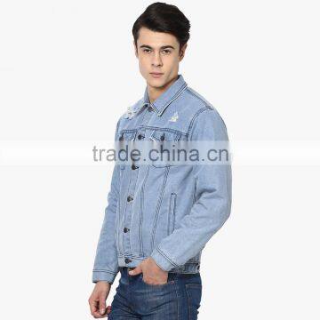 Men Denim Jean Jacket Wholesale Ripped With Pocket Outdoor Casual Wear photo-4