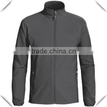 custom made black plain men's full zipper soft shell jacket without hood