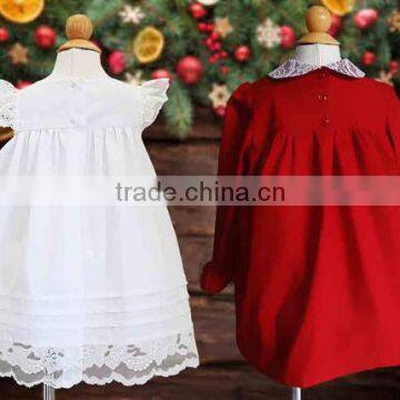 White Pinafore Classic Red Christmas Children Clothing Sets 3 Year Old Girl Dress photo-3
