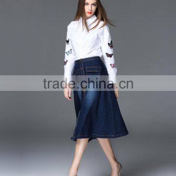 Elegant Stylish Women Long Jeans Skirts High Quality photo-5