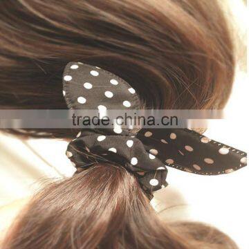 Fashion Rabit Ears Elastic HairBands Dot Print Chiffon Hair Ring photo-6