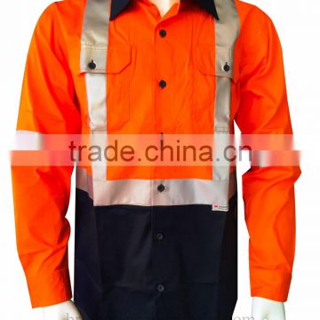 long sleeve hi-vis cotton drill safety shirts