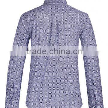 2017 Men's Long Sleeve Graphic Printed Slim Fit Shirt With Contrast Collar and Cuff photo-3