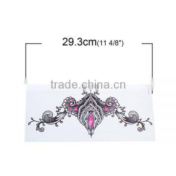 Paper Removable Waterproof Temporary Sternum Tattoo Sticker Body Art Black Filigree Pattern Temporary Sex Tattoo photo-2