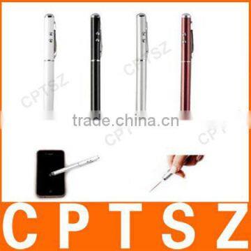 Multifuntional 3 in 1 capacitive touch pen for smartphone,tablet pc with led light,laser point