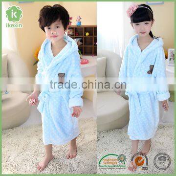 Children Soft Yarn Dyed Thermal Coral Fleece Bathrobe