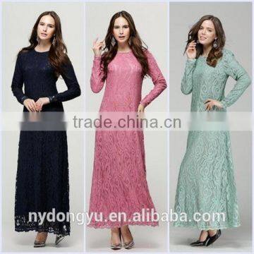 fancy lace muslim dress /ql new design lace muslim Arabian middle east lace abaya kaftandress/ islamic muslim women dress