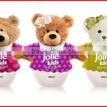 Animal shaped teddy bear design cover for glass bottle