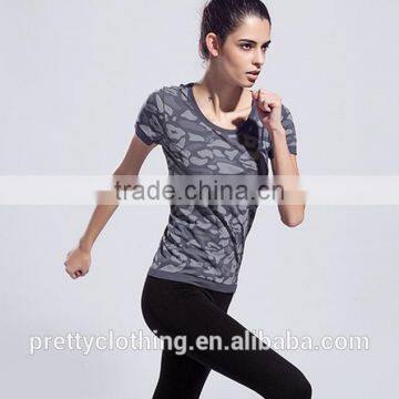 Womens Camouflage Short Sleeve T Shirt Summer for Running Bicycle Gym Fitness Clothes Sport Wear