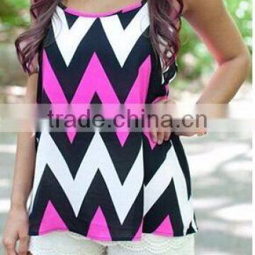 Wholesale Women Zig Zag Chevron Tank Tops and Blouses,Custom 2016 Top Selling Sleeveless Printed Crop Tops For Women