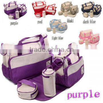 5pcs Multi-Color Multi-Function Baby Diaper Mummy Bag