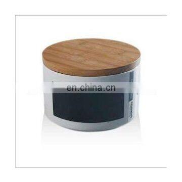 Bamboo Lid Round Chalk Cooking Storage Jar