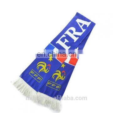 SC-0021 Acrylic soccer scarf custom print knitted jacquard France football fan scarf