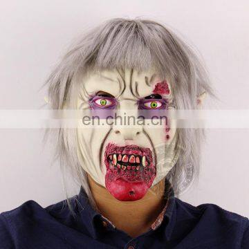 Silver hair wig halloween horror zombie mask