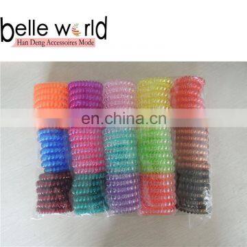Fashion Factory Price Small Size Transparent Elastic Telephone Wire Hair Band Colorful Hair Accessories