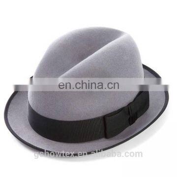Hat factory made wholesale trilby hat wool fedora felt hat with bow