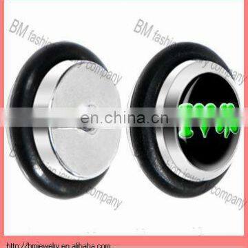 Fashion Logo Stainless Steel Fake Plug Earring Body Jewelry