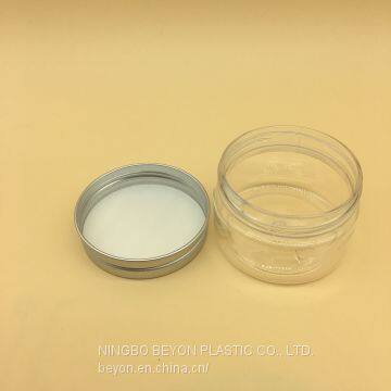 100g Empty Transparent Plastic PET Round Mask Jar With Silver Aluminum Cap photo-2