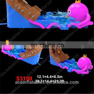 Blue inflatable waterslide, big water slides for sale