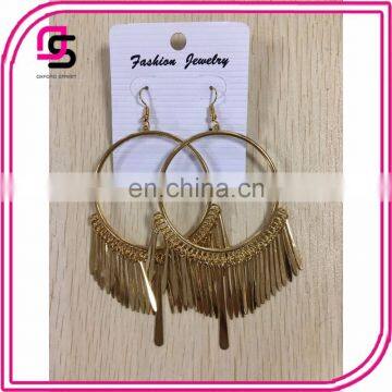 Latest design fashion jewelry big hoop tassels earrings for woman