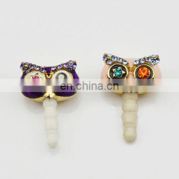 wholesale owl earphone jack dust cap plug/iphone dust plug for phone MCD-0084