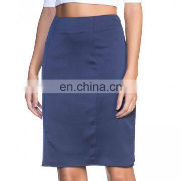 OEM Office Wear Fashion Sapphire Blue Satin Skirts