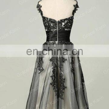 Grace Karin Cap Sleeve Gray Elegant Short Prom Dress CL007581 photo-5