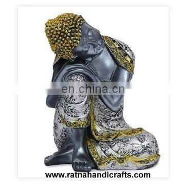 Sitting Resting Buddha Small Poly Resin Statue