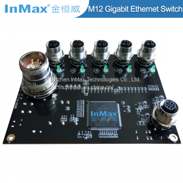 EN50155 power port:  M23 port M12 X-code 1000M 5 Port Gigabit Car Industrial Ethernet Switch