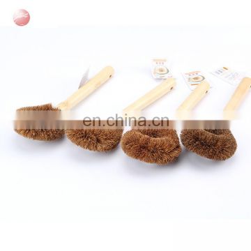 Wooden handle coconut cleaning brush pan and pot coconut brush kitchen dish cleaner brushes