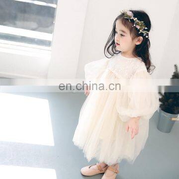 2020 Girls Solid Pure Long Sleeve Mesh Dress photo-4