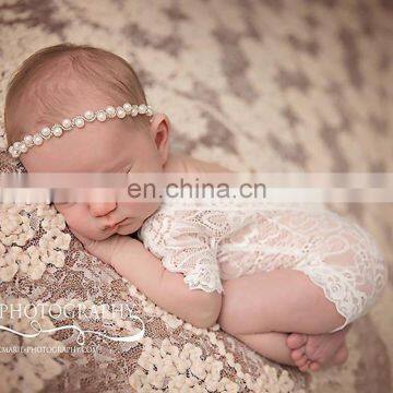 Newborn Baby Photo Clothing Baby Summer Bodysuit Beautiful Black White Lace Romper photo-5