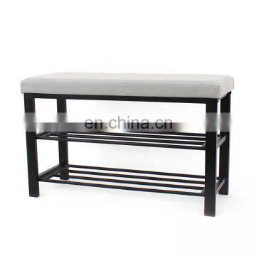 Customized Multi Design Storage Metal Shoe Rack Half-PU Foldable Storage Chair Saving Place in Doorway photo-5