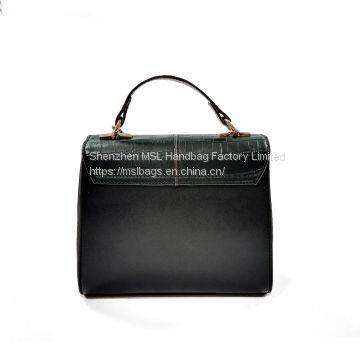 Top Handle Small Black Crocodile Crossbody Square Shoulder Bag Women Handbag With Flap photo-2