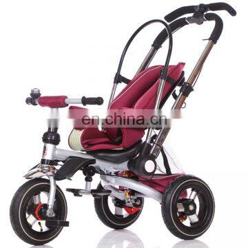 China Factory Supply 4 in 1 Foldable 3 Wheels Baby Push Stroller Tricycle