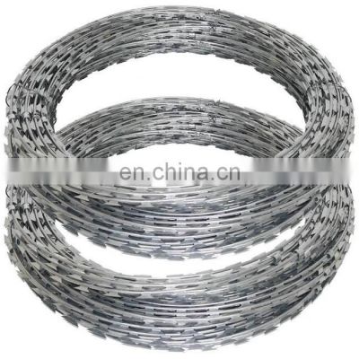 Concertina Barbed Weight Per Meter Uganda Hot Dipped Clips Razor Wire