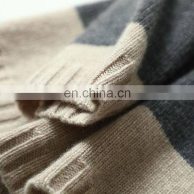 Striped Oversize Pullover Fall Winter Warm Cashmere Wool Sweaters for Women photo-4