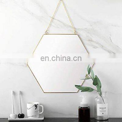 Modern style full size framed hexagonal wall dressing Copper hanging mirrors decor wall