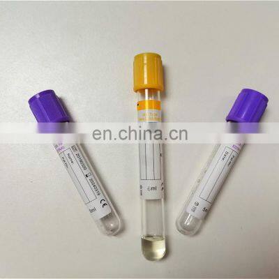 Plasma Vacuum Blood Collection Tube PET and Glass Material Purple Cap 4ml EDTA K2 K3 Tube